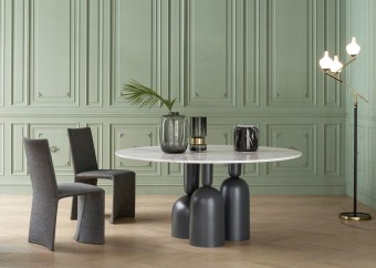 stół Cop Q 140cm  blat ceramika calacatta połysk podstawa antacyt Bonaldo