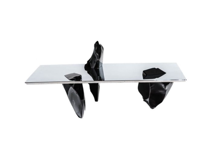 Stolik kawowy Sereno tytan z blatem z metalizowanego aluminium Driade 37947